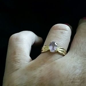 10k Yellow Gold Amethyst Oval Stone Size 6